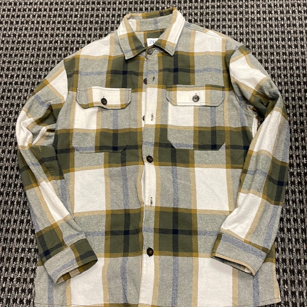 Zara, medium, green plaid.